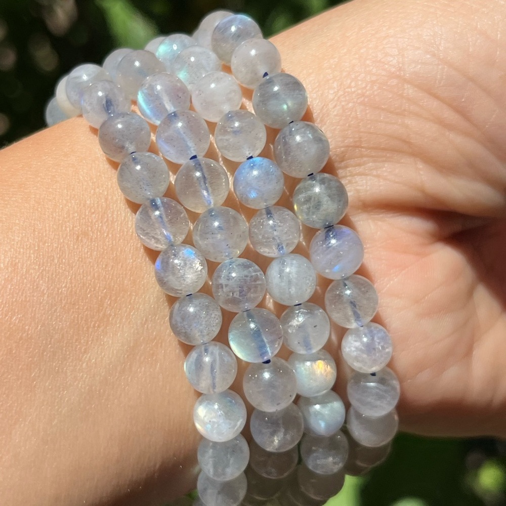 7mm stretchable flashy labradorite‎ bracelet